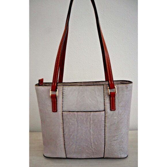 Dooney & Bourke Women's Gray Leather Embossed Lizard Lexington Tote Bag - Picture 7 of 15